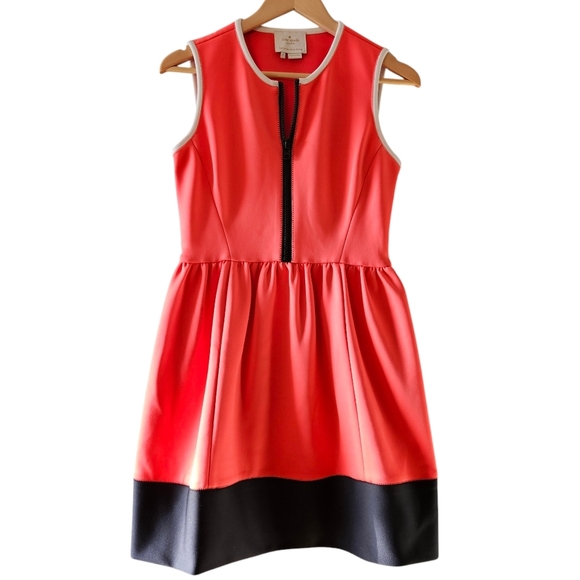 Kate Spade Women's Sleeveless Zipper Pockets Mini Orange Dress Size 4. - Picture 1 of 16